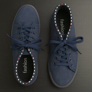 Navy Blue Sneakers with Knit Trim – Women’s Size 8